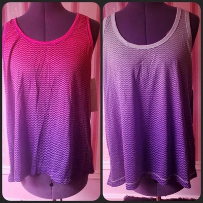 Lote de 2 camisetas sin mangas Ideology para mujer teñidas espaciales Ombre Burnout rosa y azul grandes nuevas con etiquetas Foto 1 de 4