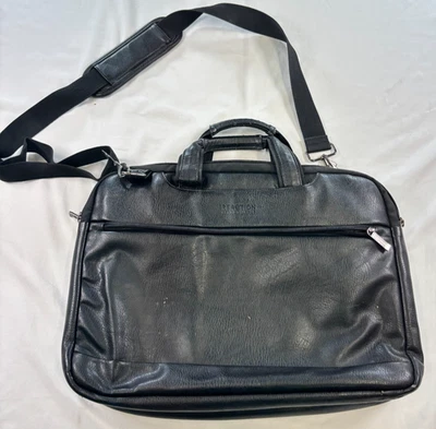 Bolso Kenneth Cole de cuero negro con múltiples compartimentos Foto 1 de 4