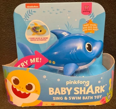 Игрушка для ванны Nickelodeon Pinkfong BABY SHARK SING &SWIM «Мягкий плавник» синяя ПАПА НОВАЯ - Изображение 1 из 4