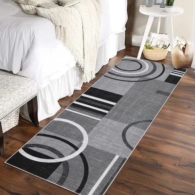 Runner Rug 2x6 Modern Geometric Area Contemporary Abstract Circles Carpet Non - Image 1 of 4