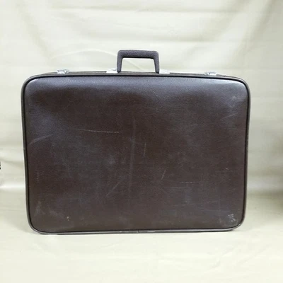 Maleta Equipaje de Viaje Vintage Sears Feather Lite Marrón 25.5"x18.25"x7" Foto 1 de 4