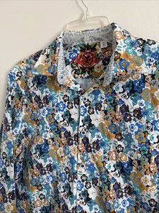 Robert Graham Mens Geometric Colorful Floral Tropical Art Print Shirt MD Classic - Picture 1 of 8