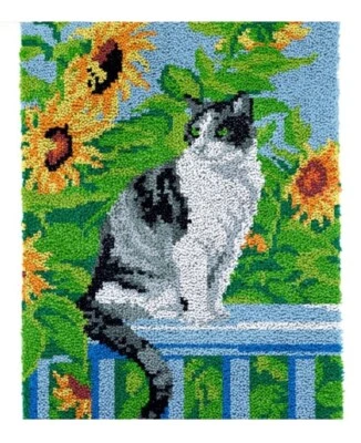 Cat in Garden Rug Latch Hooking Kit (85x58cm) - Image 1 of 4