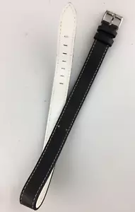 Correa De Reloj Moschino Horas Minutos Mujer 15mm Cuero Negro Hebilla Pulsera - Imagen 1 de 2