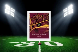 Arizona State Sundevils Stadium Location Map Print NCAA Stadium Art Poster Decor - Picture 1 of 6