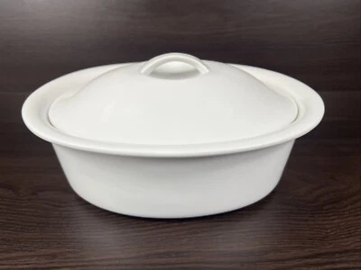 NWT Crate & Barrel Lisboa White 3 Quart Covered Casserole Dish  - Image 1 of 4