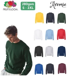 Sudadera Fruit of the Loom Para Hombre Cuello Redondo Lisa | Prendas de Trabajo Cálidas Informales Saltador - Imagen 1 de 37