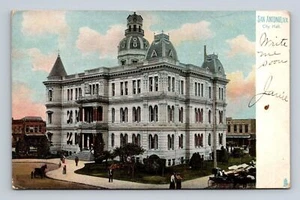 San Antonio Texas City Hall Raphael Tuck's People Horse and Buggy Postcard - Picture 1 of 2