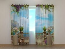3D Photo Curtain Printed Terrace by the Sea arch by Wellmira Made to Measure