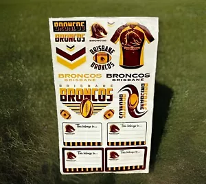 NRL Brisbane Broncos Sports Wallet and School Book Sticker Sheet Football Labels - Bild 1 von 4