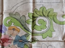 Bucilla Vintage Hand Painted Burlap Printed Rug Pattern Floral Swirls 36”x60” 