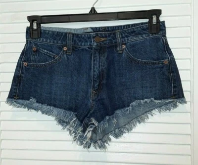 Volcom Brand Cut Off Frayed Denim Jeans Distressed Micro Fit Size 26 - Image 1 of 4