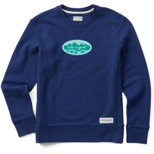 Life Is Good Mountainside Oval Simply True Fleece Crew Women's Sweatshirt, Darke - Picture 1 of 3