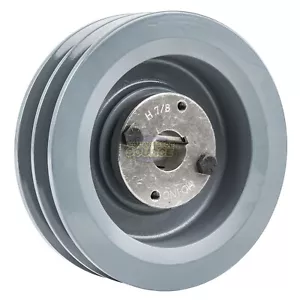 Cast Iron 6" Pulley Dual Groove B Section V Belt 5L with 7/8" Sheave Bushing - Picture 1 of 6