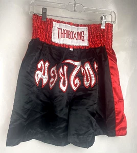 Thai Kick Boxing MMA Karate Shorts Black Red XXL - Picture 1 of 8