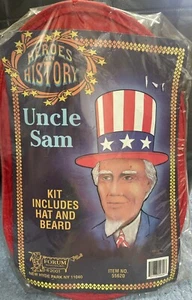 UNCLE SAM HAT & BEARD COSTUME ACCESSORIES HEROES IN HISTORY RUBIES OS - Picture 1 of 2