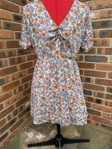 Gorgeous Top Shop Short Tea Dress Multi-coloured Floral Poppy Print 16 BNWOT - Picture 1 of 10