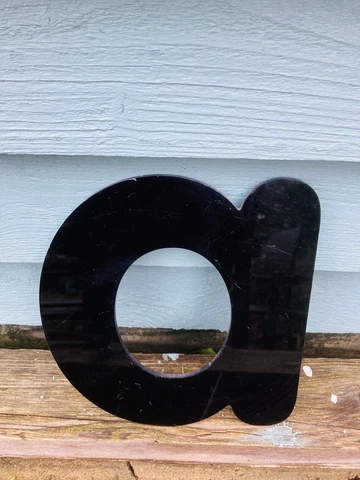 Vintage Reclaimed Advertising Black Acrylic Shop Lower Case Letter ‘a’ Cover