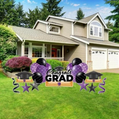 VictoryStore Congrats Grad Purple Graduation Yard Display Graduate Decor 20025F - Image 1 of 4