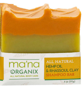 Ma'na Organix All Natural Hemp Oil & Rhassoul Clay Shampoo Bar 6 oz.