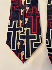 Footprints in the Sand Mens Necktie, Crosses and Footsteps, Christian, Church - Picture 1 of 6