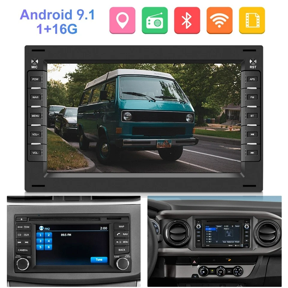 7" HD Android 9.1 Autoradio GPS Navi Für VW T4/T5 TRANSPORTER MULTIVAN GOLF BORA - Bild 1 von 4