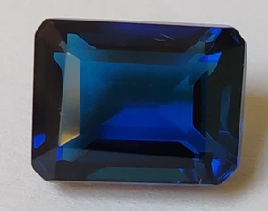 AAA+ 15.65 Ct. Blue Ceylon Sapphire Emerald Cut Stunning Loose Gemstone Gift - Picture 1 of 6