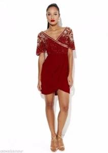 Virgos Lounge Ginger Wrap V Neck Embellished Mini Dress size 8 - Picture 1 of 2