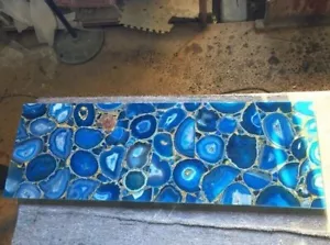 Blue Agate Console Table Agate Stone Coffee Table Agate Cafeteria Table Top art - Picture 1 of 6