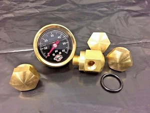 BRASS Rocker Box Shaft End BOLTS & Oil Pressure Gauge Ironhead Shovelhead black - Picture 1 of 5