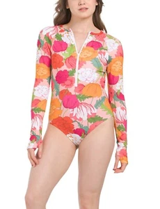 Neu mit Etikett! TRINA TURK SUNNY BLOOM LANGARM BADEANZUG PADDELANZUG RASH GUARD. Größe L - Bild 1 von 12