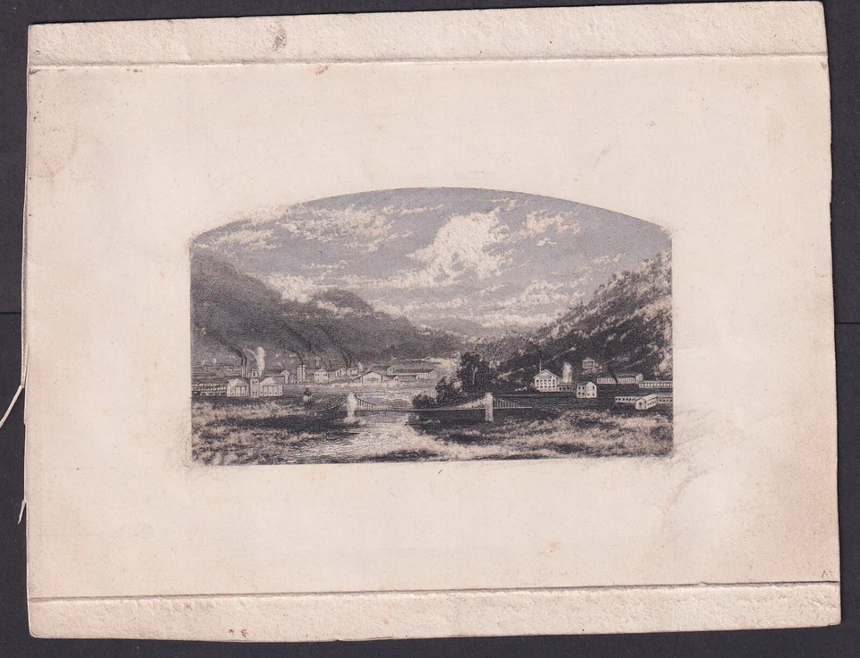 American Bank Note Company Die Sunk Proof - Bridge & Factories, 136x105mm - Image 1 of 1