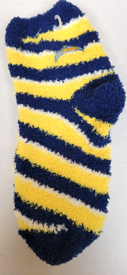 NFL San Diego Chargers Fuzzy Soft Socks, New (CANDY CANE) - Image 1 of 1