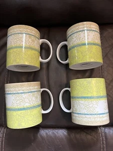 Starbucks Coffee Mug Set 2008 Green Zen Garden 14oz Leaves Branches EUC - Picture 1 of 3