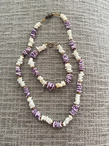 Vintage Puka Shell Necklace and Bracelet Set - Picture 1 of 7