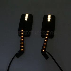 Motorcycle Black Square Rear View Side Mirrors LED Turn Signal Light Indicator - Foto 1 di 6