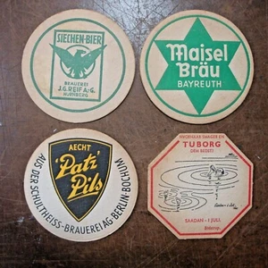 Random Lot of 4 Vintage German Bier/Beer Coasters #10 - Picture 1 of 3