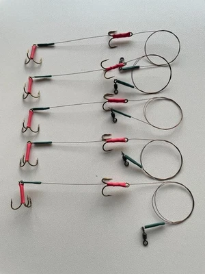 5 X PIKE TRACES 20LB WIRE FISHING ZANDER SNAP TACKLE DEAD BAIT RIGS - Image 1 of 2