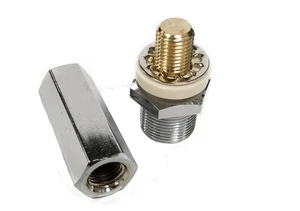 WORKMAN SM1F BOLZEN LÄNGERER SECHSKANT MIT SO-239 VERBINDER VERCHROMT 3/8 X 24 - Bild 1 von 2