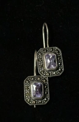 Pendientes vintage de plata de ley 925 amatista 4,7 g Tailandia Foto 1 de 4
