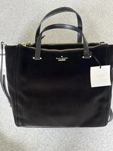 NEU! Kate Spade kleine Kona WKRU5586 Dawn Place schwarze Samttasche 9,8" Hx11" B x4" T - Bild 1 von 11