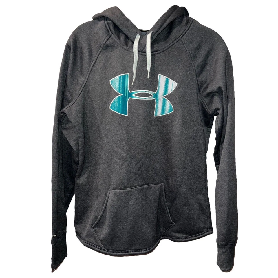 Under Armour Women's Small Pullover Hoodie Sweatshirt Storm Gray Teal Aqua - Image 1 of 4