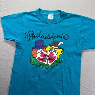 True Vintage Shirt Youth Medium Blue Philadelphia Clowns Circus Sportswear 70s - Image 1 of 4
