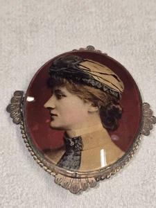 SELTENE antike viktorianische roségoldfarbene Foto Trauer Brosche - Bild 1 von 8