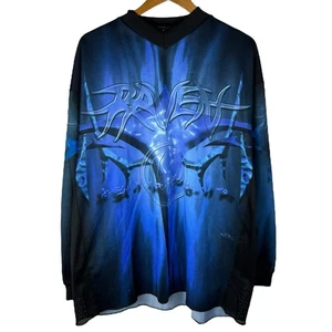 Vintage RAVEN Paintball Jersey Sz L USA Made Blue Cyber Mesh Polyester 90s - Picture 1 of 12