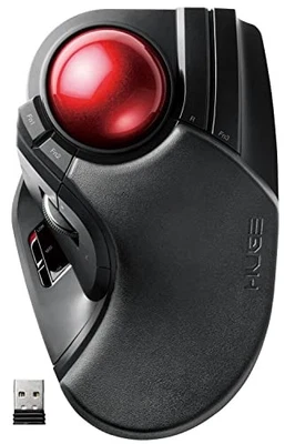 Elecom Mouse Wireless Trackball Large 8 Button Black M-HT1DRXBK Japan - Image 1 of 4