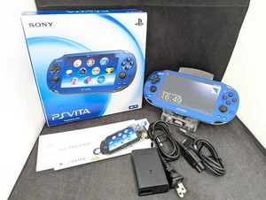 B977 Sony PS Vita PCH-1000 console Sapphire Blue Handheld system w/box memory - Picture 1 of 11