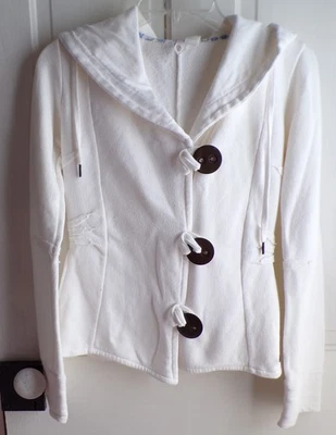 Element Ivory Size Small Hooded Button Up Cotton Knit Cardigan Jacket - Image 1 of 4