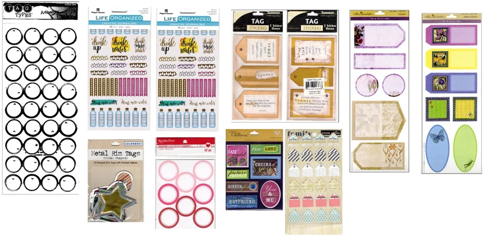 Lot of 10 Tags & Label scrapbook stickers - Paper House, Colorbok, Recollections - Image 1 of 4