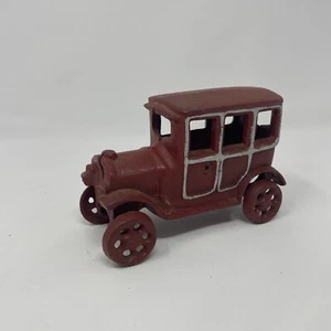 Vintage Cast Iron Toy Red Car - Picture 1 of 8